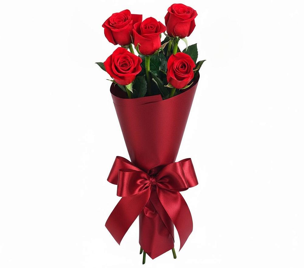 Букет 5 Красных роз Эдлесс Лав в Приморске Калининградской области