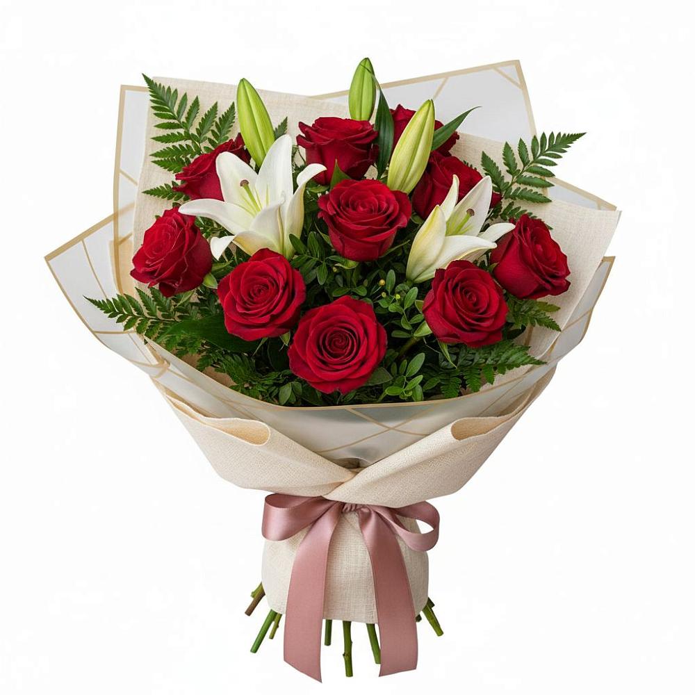 Букет цветов из: Лилии и Розы в Приморске Калининградской области