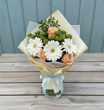 Букет цветов из:  Герберы, Розы и Хризантемы в Приморске Калининградской области