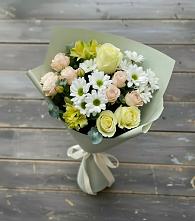 Букет цветов из:  Альстромерии, Розы и Хризантемы в Приморске Калининградской области